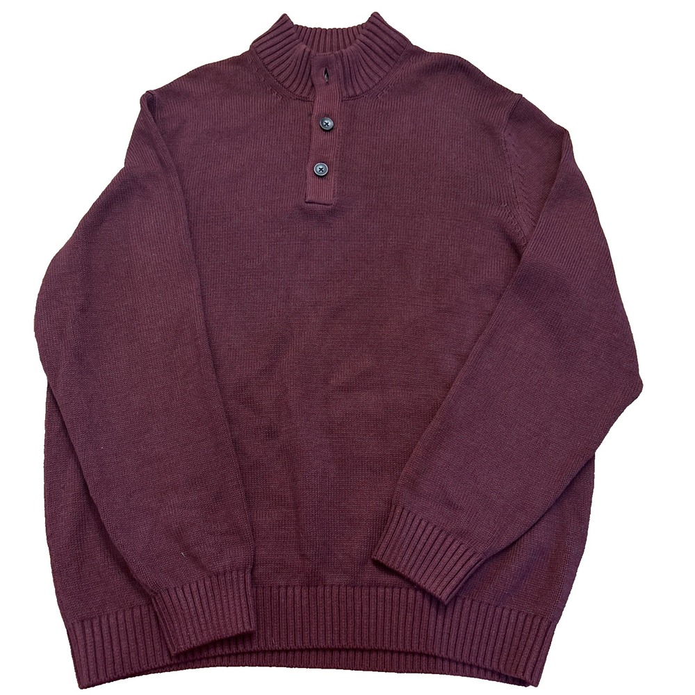 IZOD Sweater Mens XL Pullover Three Button Long Sleeve‎ Maroon